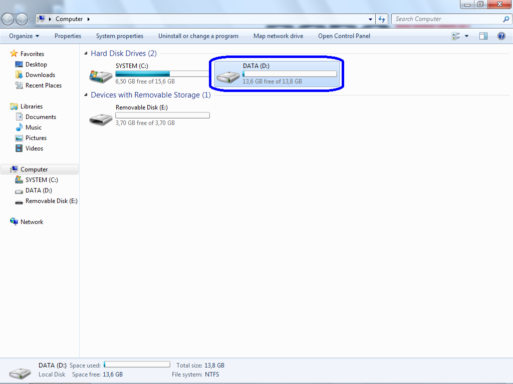 ipc W7MillA desktop explorer shortcut dDrive