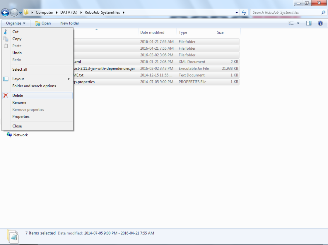 ipc W7MillA desktop explorer dDrive shortcut robojobSystemfilesDelete