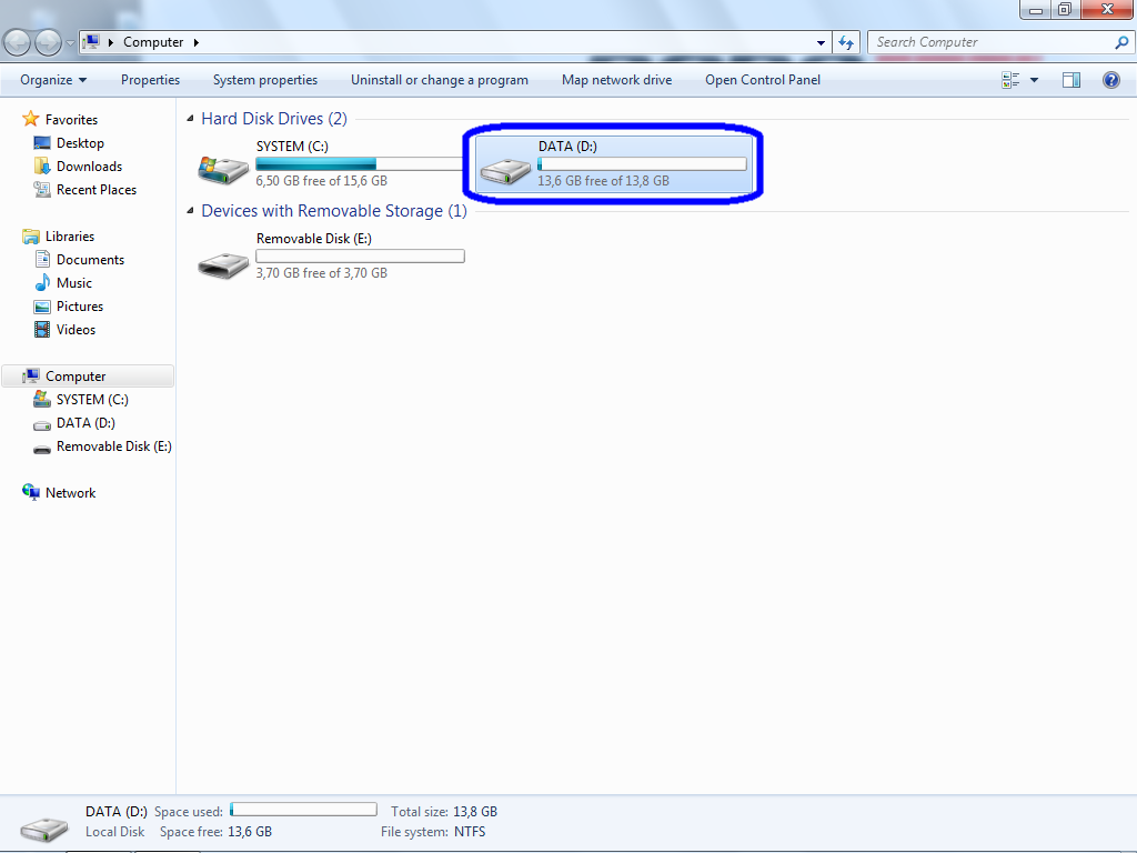 ipc W7TA desktop explorer shortcut dDrive