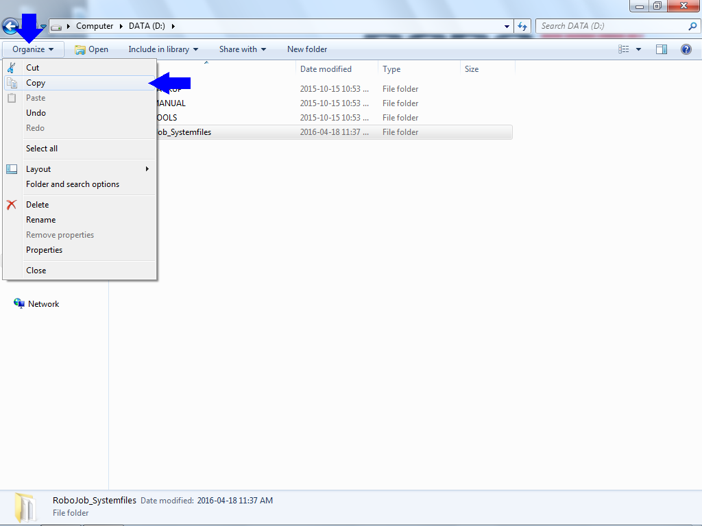 ipc W7TA desktop explorer dDrive robojobSystemfiles action copy
