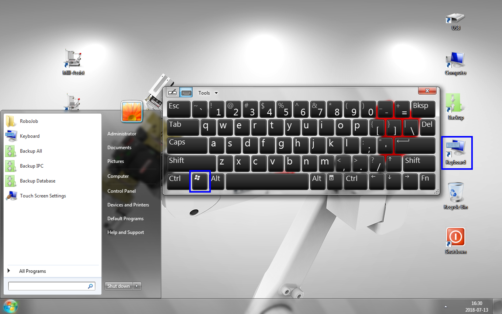 ipc W7 desktop shortcut keyboard