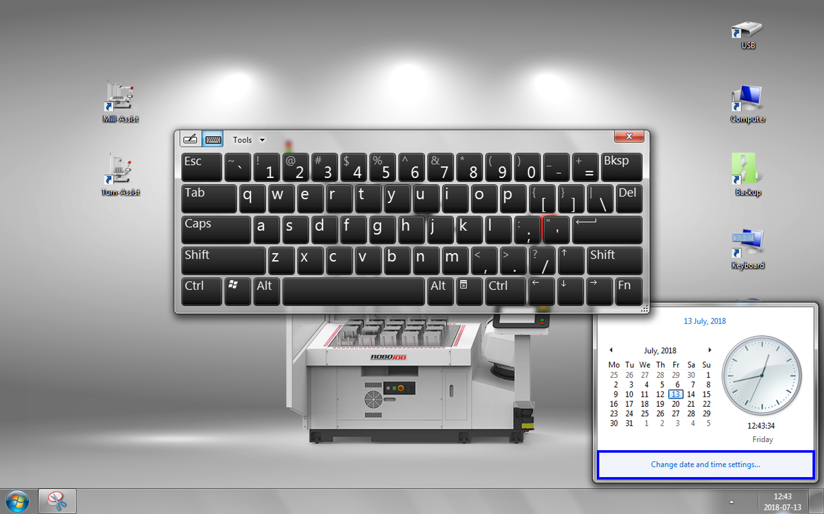 ipc W7 desktop taskBar timeAndDate button settings