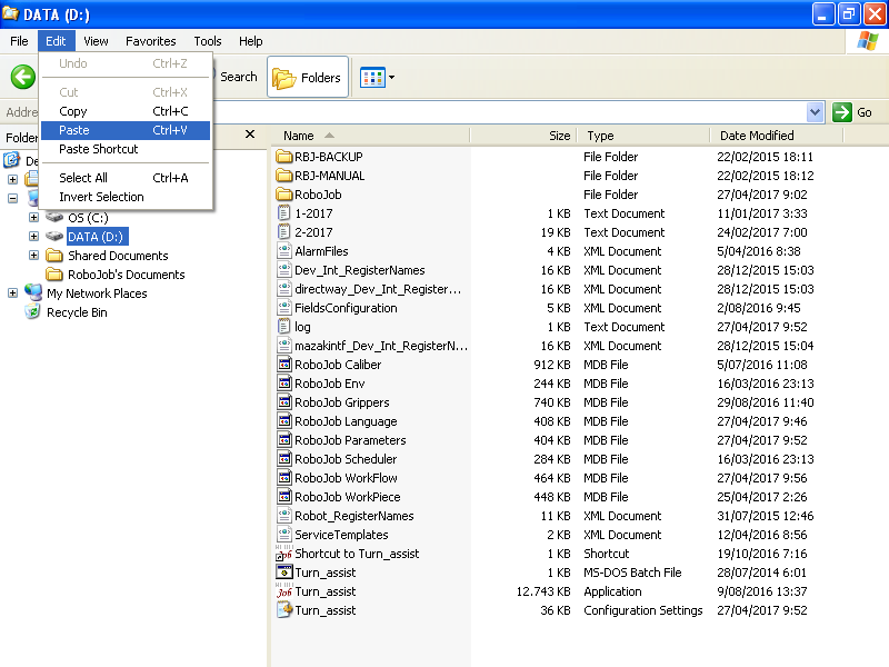 ipc wXPTA desktop explorer dDrive action paste