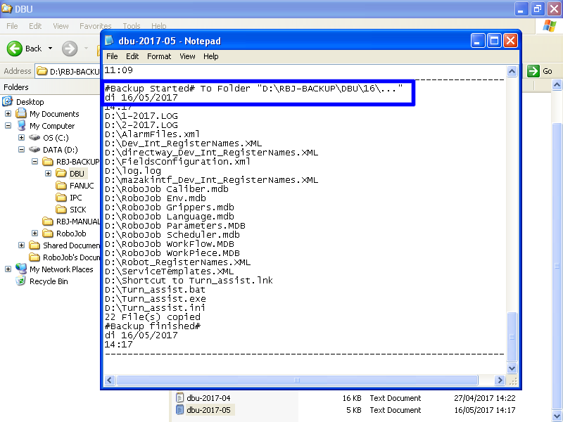 ipc wXPTA desktop explorer dDrive rbjBackup DBU dbuLogFile