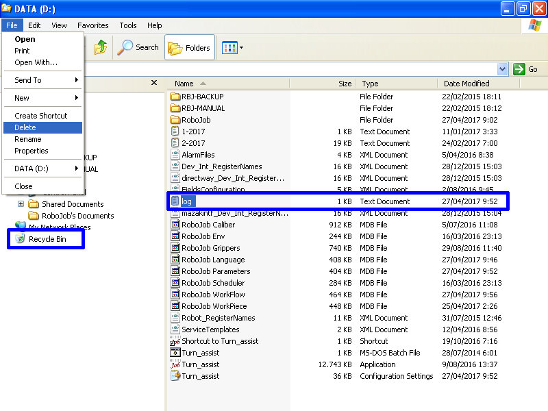 ipc wXPTA desktop explorer dDrive robojobSystemfiles action deleteLog