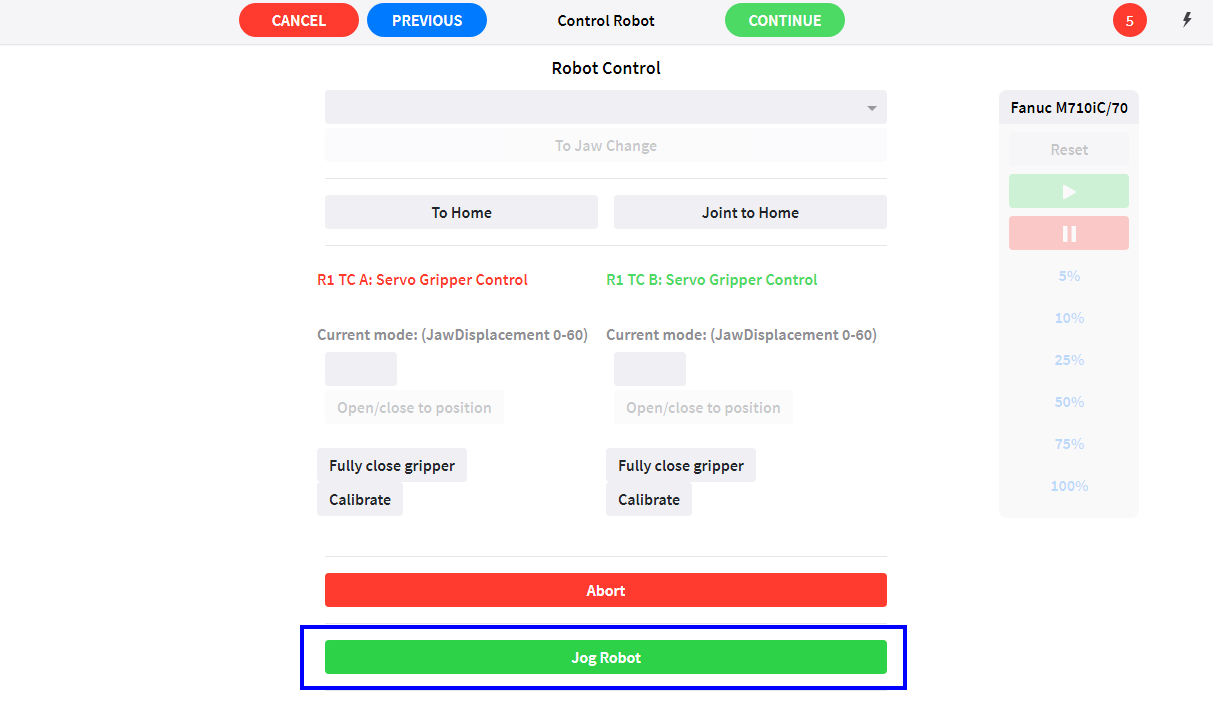 jobcontrol robot Jog Robot