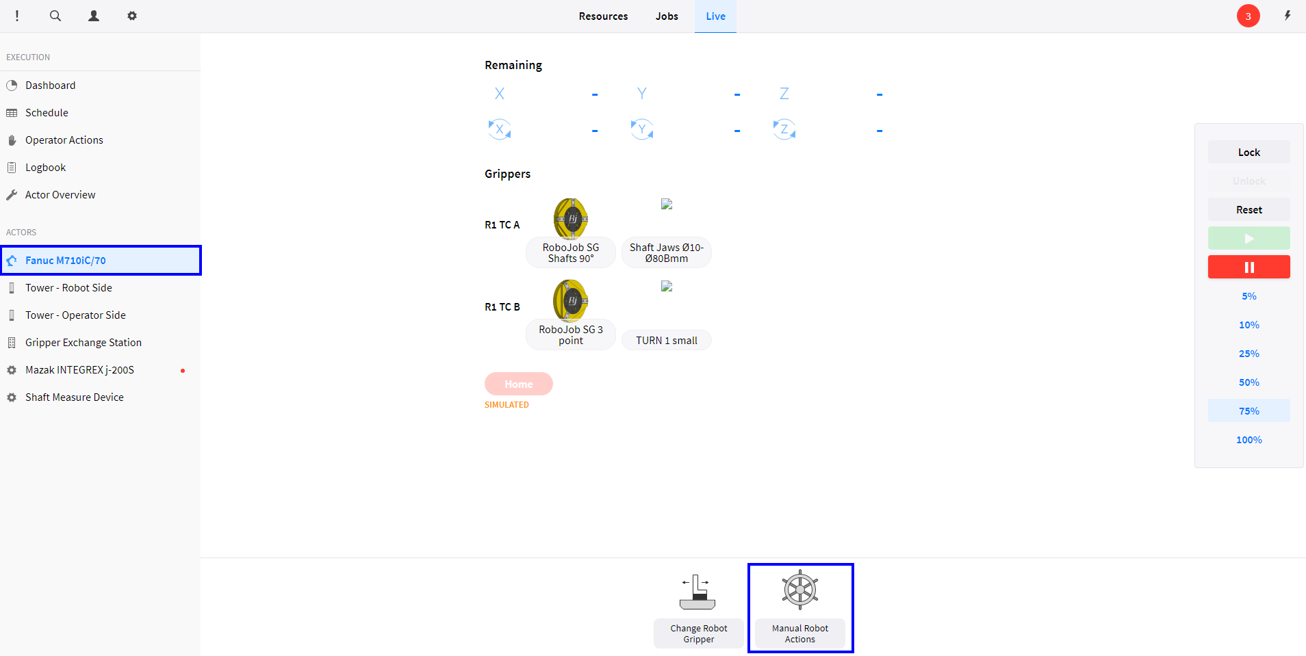 jobcontrol robot Manual actions