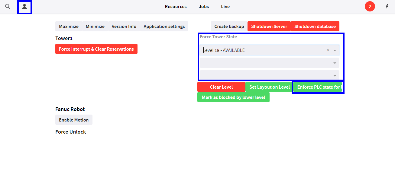 jobcontrol userActions enforceTowerState