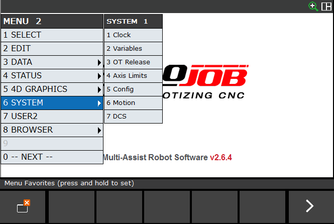 robot screen menu 2 system