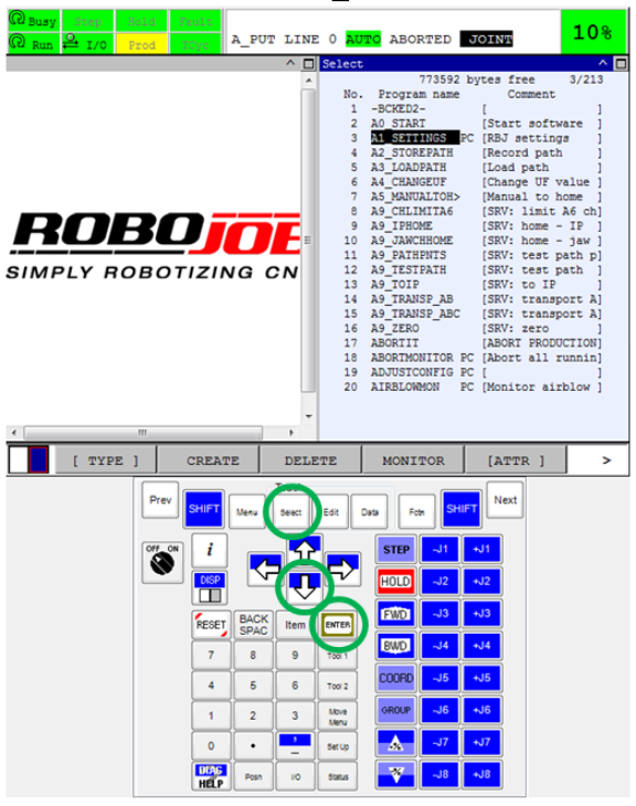 teachPendant display doubleSelect