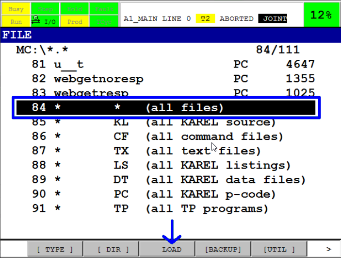 teachPendant menu 7file allFiles