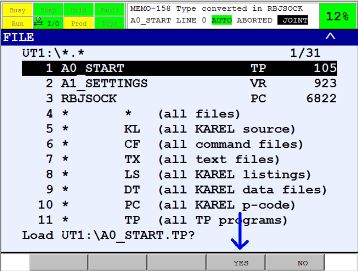 teachPendant menu 7file loadYes