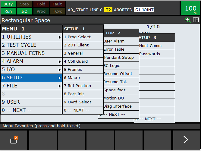 teachPendant plus menu 6setup