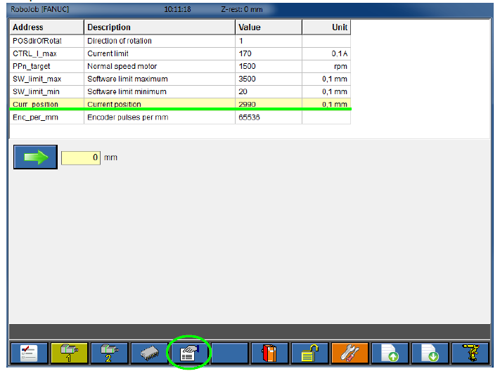 turnAssist main settings motor button editCurPos