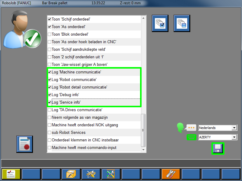 turnAssist main settings options logging