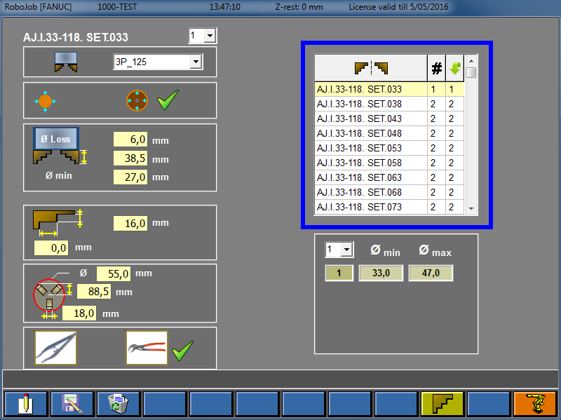 turnAssist main settings robot jaws